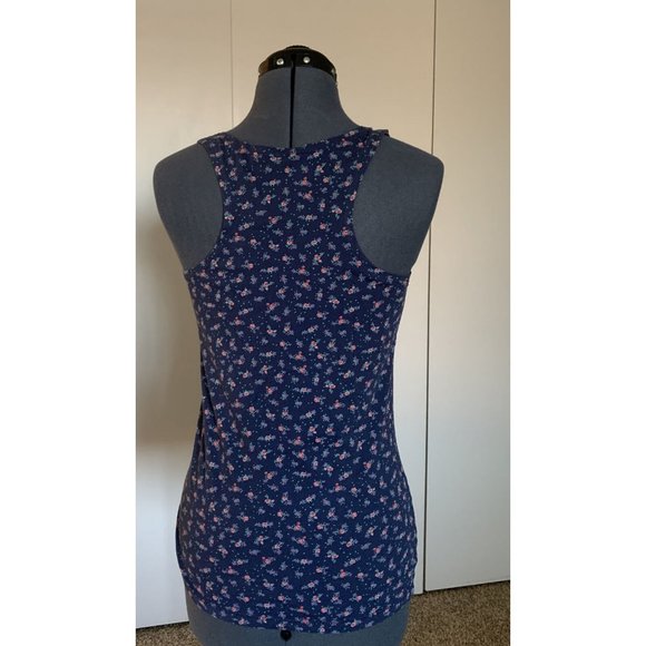 T Party Navy Floral Peace Sign Racerback Tank size S - Picture 3 of 9